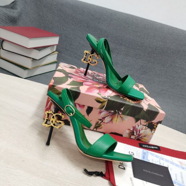 Dolce & Gabbana Patent Sandals Green For Women DG Shoes