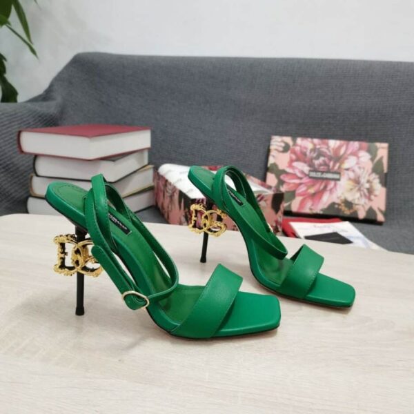 Dolce & Gabbana Patent Sandals Green For Women DG Shoes