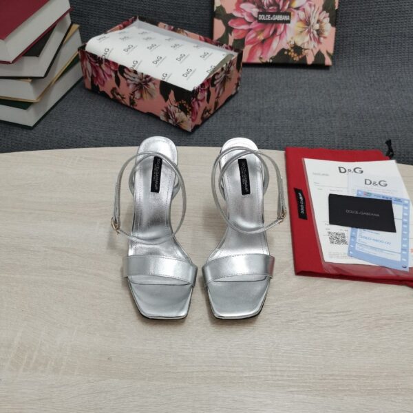 Dolce & Gabbana Patent Sandals Silver For Women DG Shoes