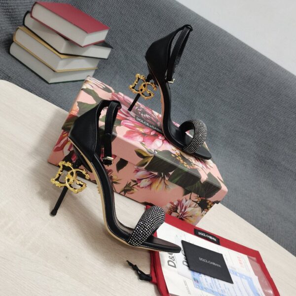 Dolce & Gabbana Patent Sandals With Satin Black For Women DG Shoes