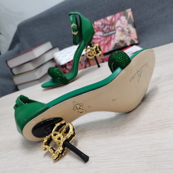 Dolce & Gabbana Patent Sandals With Satin Green For Women DG Shoes