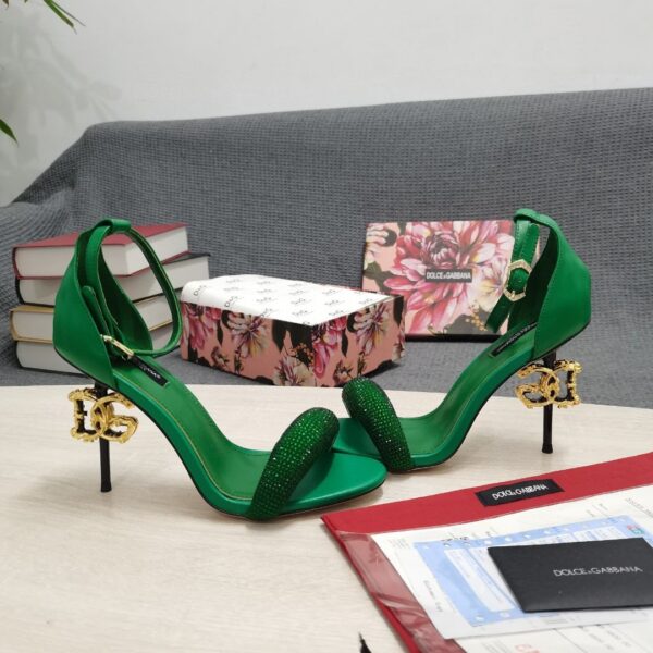 Dolce & Gabbana Patent Sandals With Satin Green For Women DG Shoes