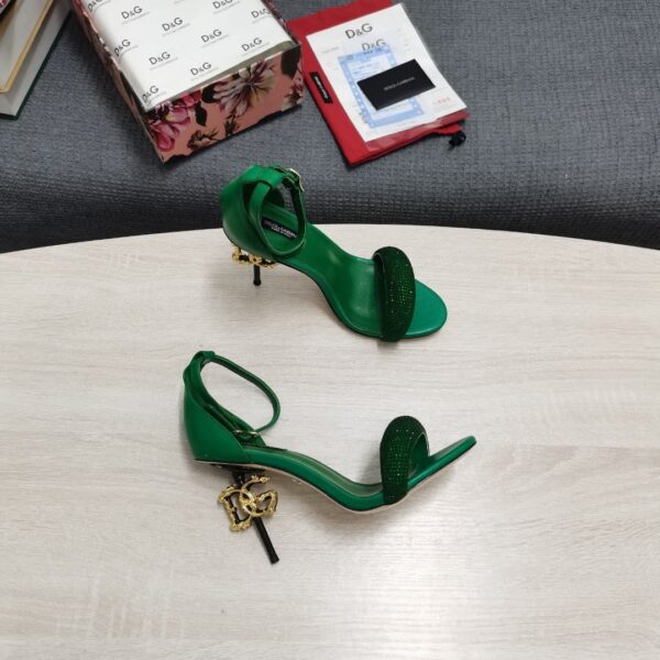 Dolce & Gabbana Patent Sandals With Satin Green For Women DG Shoes