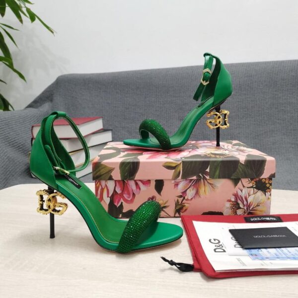 Dolce & Gabbana Patent Sandals With Satin Green For Women DG Shoes