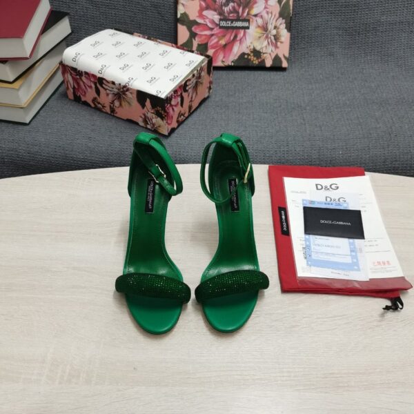Dolce & Gabbana Patent Sandals With Satin Green For Women DG Shoes