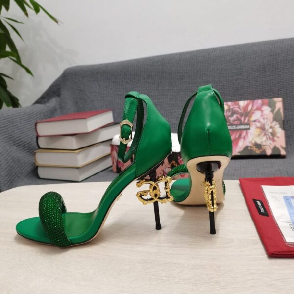 Dolce & Gabbana Patent Sandals With Satin Green For Women DG Shoes