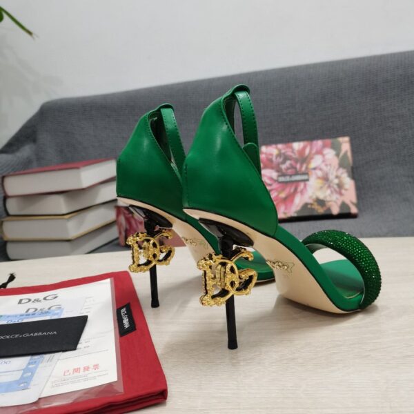 Dolce & Gabbana Patent Sandals With Satin Green For Women DG Shoes