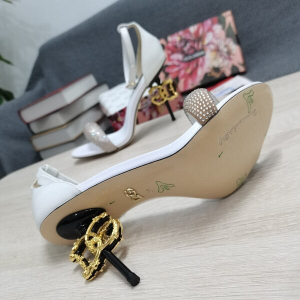 Dolce & Gabbana Patent Sandals With Satin White For Women DG Shoes