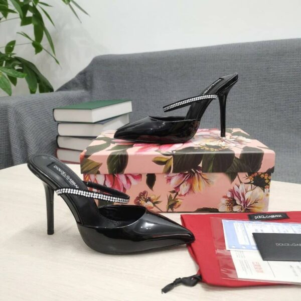 Dolce & Gabbana Polished Mules With Embroidery Black For Women DG Shoes CI0150AY8558S488