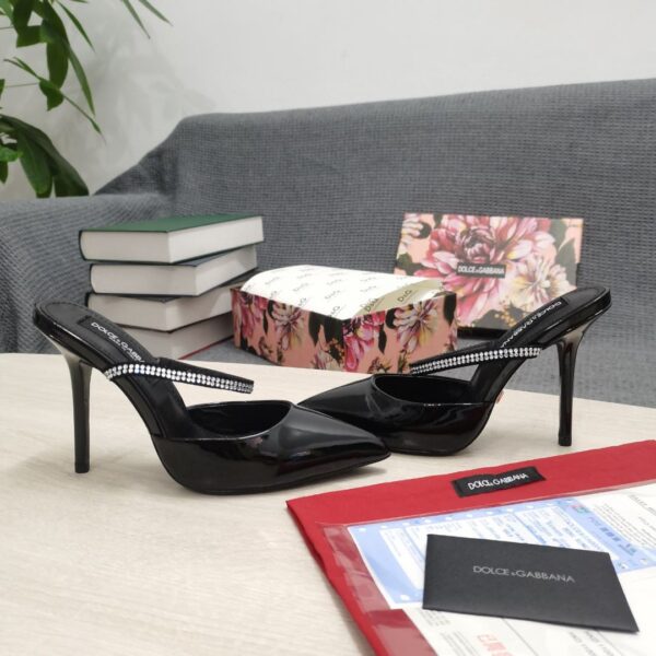Dolce & Gabbana Polished Mules With Embroidery Black For Women DG Shoes CI0150AY8558S488