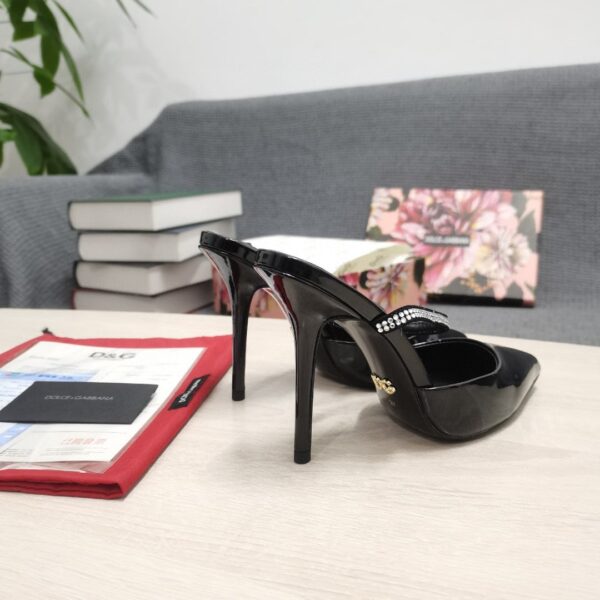 Dolce & Gabbana Polished Mules With Embroidery Black For Women DG Shoes CI0150AY8558S488