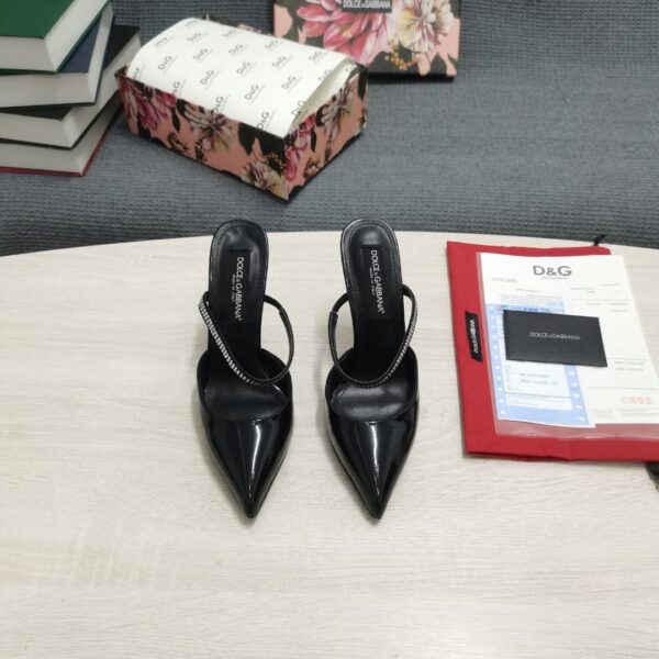 Dolce & Gabbana Polished Mules With Embroidery Black For Women DG Shoes CI0150AY8558S488
