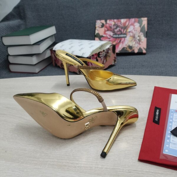 Dolce & Gabbana Polished Mules With Embroidery Gold For Women DG Shoes