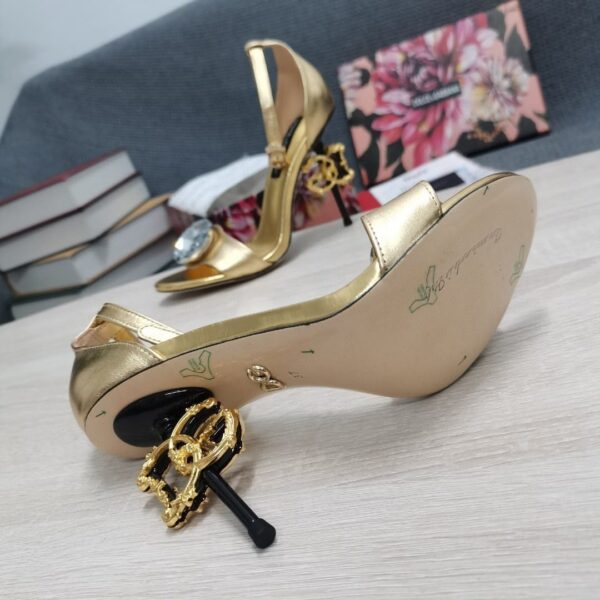 Dolce & Gabbana Polished Sandals Gold For Women DG Shoes