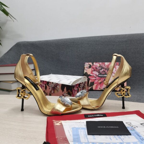 Dolce & Gabbana Polished Sandals Gold For Women DG Shoes