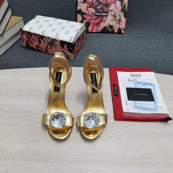 Dolce & Gabbana Polished Sandals Gold For Women DG Shoes