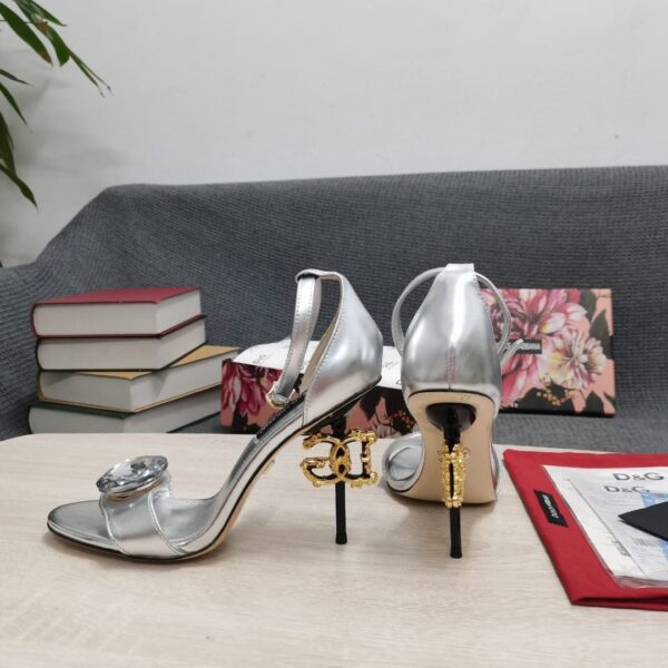 Dolce & Gabbana Polished Sandals Silver For Women DG Shoes