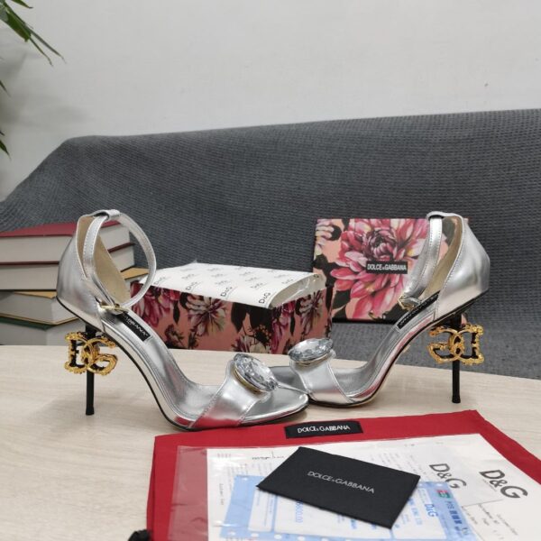 Dolce & Gabbana Polished Sandals Silver For Women DG Shoes