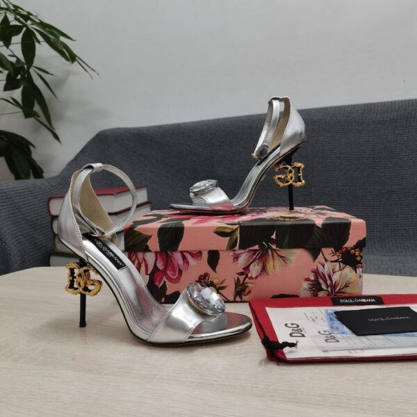 Dolce & Gabbana Polished Sandals Silver For Women DG Shoes