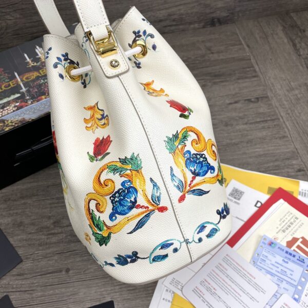 Dolce & Gabbana Print Crespo Bucket Bag Multicolor With Branded Plate For Women DG Bag