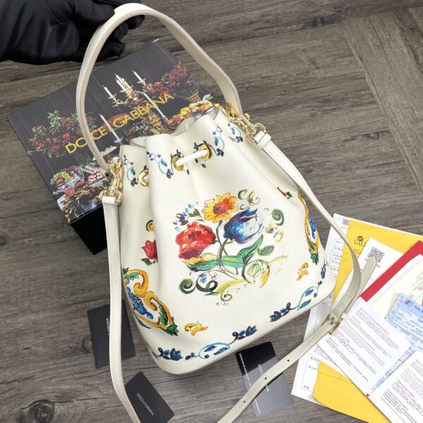 Dolce & Gabbana Print Crespo Bucket Bag Multicolor With Branded Plate For Women DG Bag