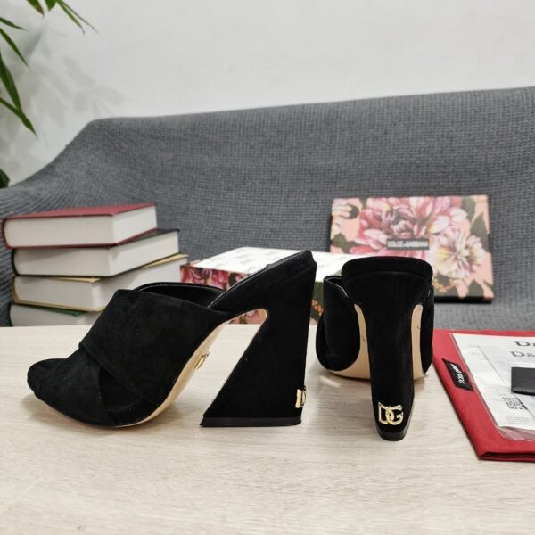 Dolce & Gabbana Satin Mules With Geometric Heel Black For Women DG Shoes CR1203A763080999