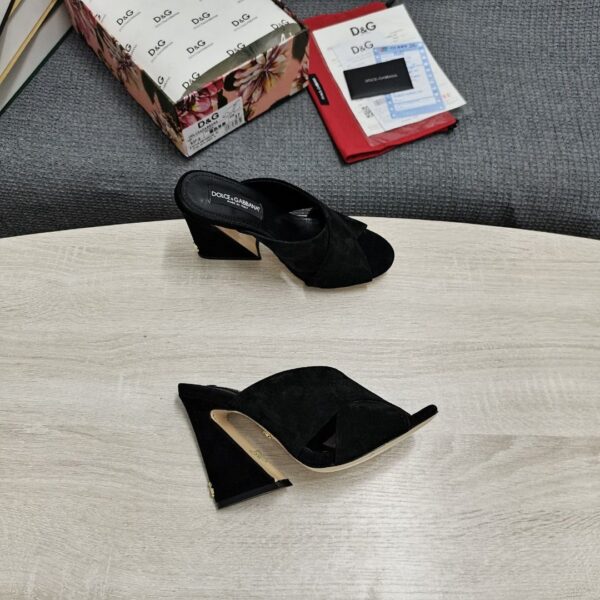 Dolce & Gabbana Satin Mules With Geometric Heel Black For Women DG Shoes CR1203A763080999