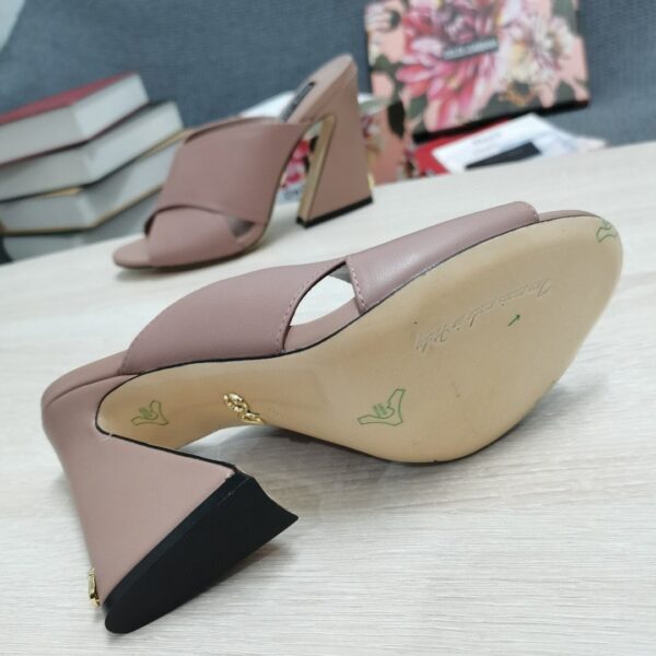 Dolce & Gabbana Satin Mules With Geometric Heel Dust Pink For Women DG Shoes