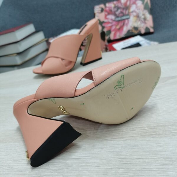 Dolce & Gabbana Satin Mules With Geometric Heel Pink For Women DG Shoes