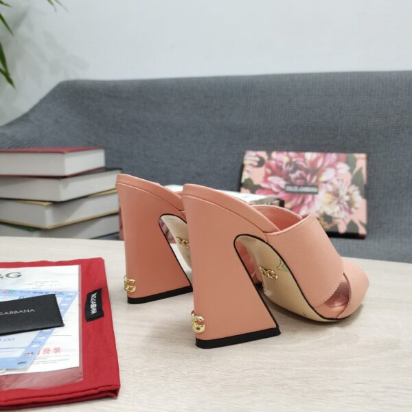 Dolce & Gabbana Satin Mules With Geometric Heel Pink For Women DG Shoes