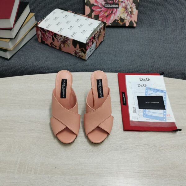 Dolce & Gabbana Satin Mules With Geometric Heel Pink For Women DG Shoes