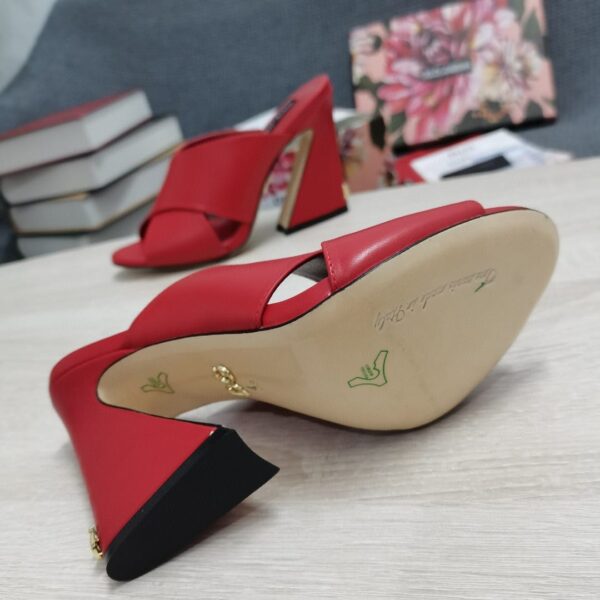 Dolce & Gabbana Satin Mules With Geometric Heel Red For Women DG Shoes