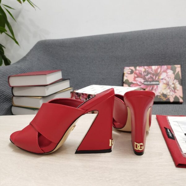 Dolce & Gabbana Satin Mules With Geometric Heel Red For Women DG Shoes