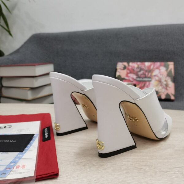 Dolce & Gabbana Satin Mules With Geometric Heel White For Women DG Shoes
