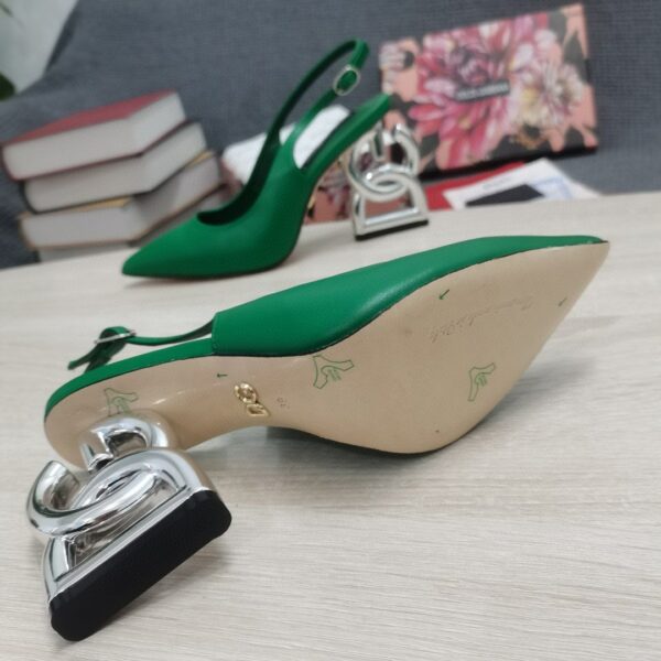 Dolce & Gabbana Satin Sandals With 3.5 Heel Green For Women DG Shoes