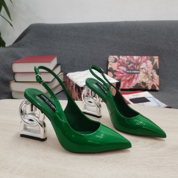 Dolce & Gabbana Satin Sandals With 3.5 Heel Green For Women DG Shoes