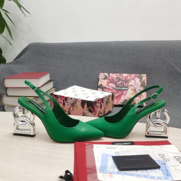 Dolce & Gabbana Satin Sandals With 3.5 Heel Green For Women DG Shoes