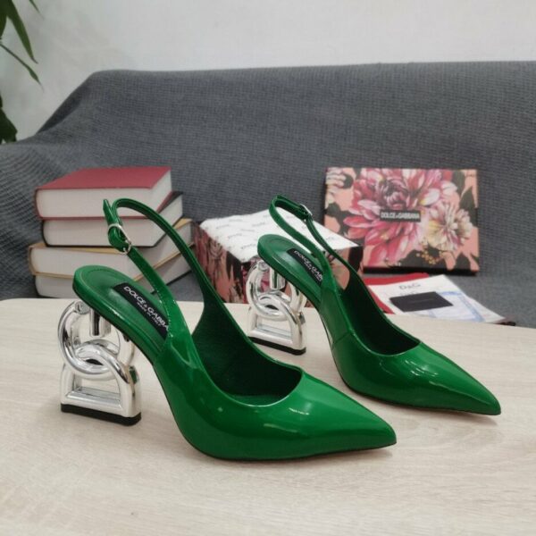 Dolce & Gabbana Satin Sandals With 3.5 Heel Green For Women DG Shoes
