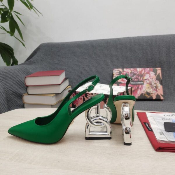 Dolce & Gabbana Satin Sandals With 3.5 Heel Green For Women DG Shoes