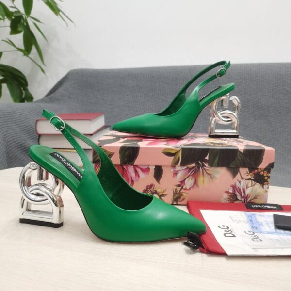 Dolce & Gabbana Satin Sandals With 3.5 Heel Green For Women DG Shoes
