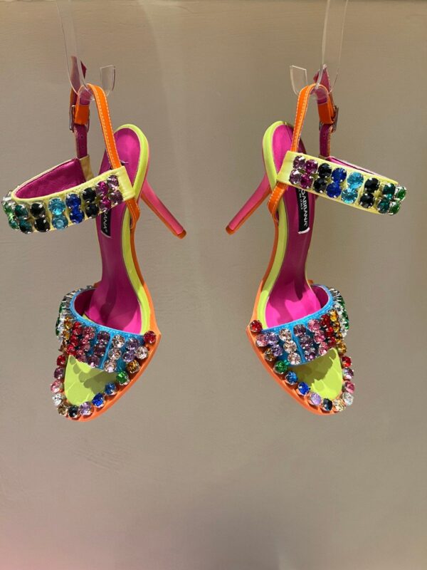 Dolce & Gabbana Satin Sandals With Fusible Rhinestone Detailing Multicolour For Women DG Shoes  CR1238AY07980995