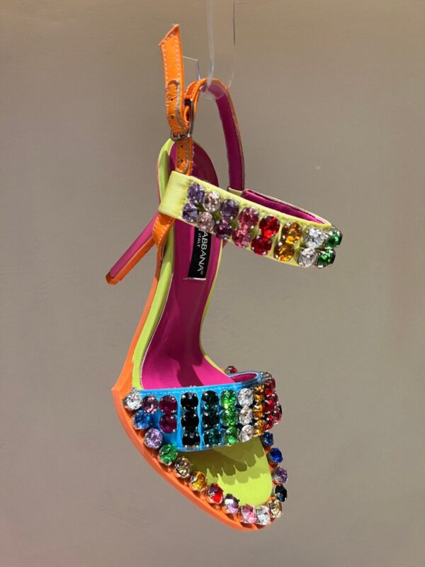 Dolce & Gabbana Satin Sandals With Fusible Rhinestone Detailing Multicolour For Women DG Shoes  CR1238AY07980995