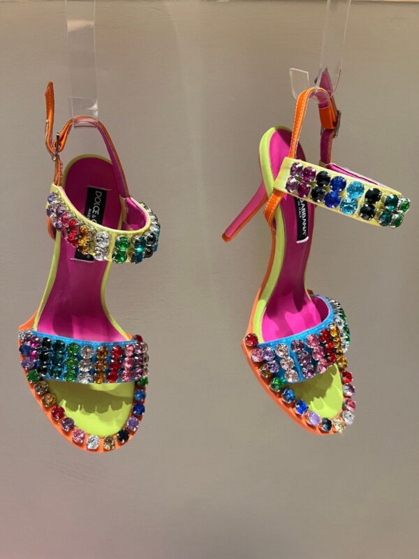 Dolce & Gabbana Satin Sandals With Fusible Rhinestone Detailing Multicolour For Women DG Shoes  CR1238AY07980995