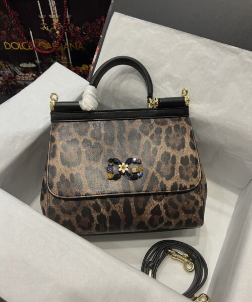 Dolce & Gabbana Sicily Bag In Leopard-Print Pony Hair Multicolour For Women 10.2in/26cm DG