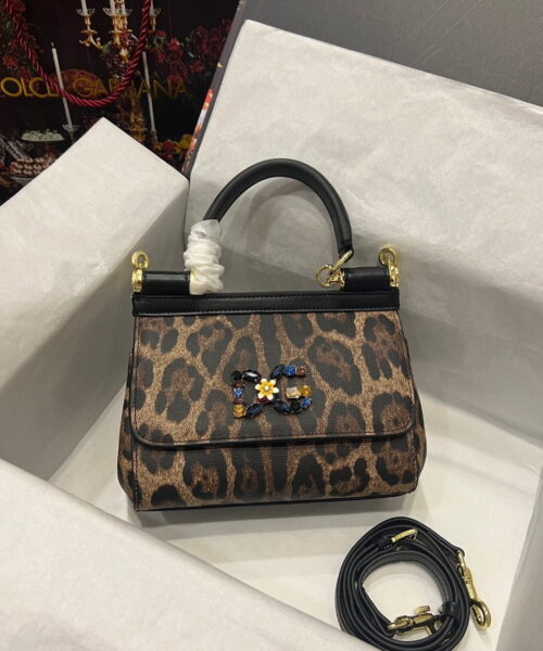Dolce & Gabbana Sicily Bag In Leopard-Print Pony Hair Multicolour For Women 7.9in/20cm DG