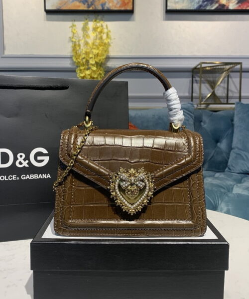 Dolce & Gabbana Small Devotion Bag Brown For Women 7.5in/19cm