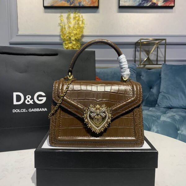 Dolce & Gabbana Small Devotion Bag Brown For Women 7.5in/19cm