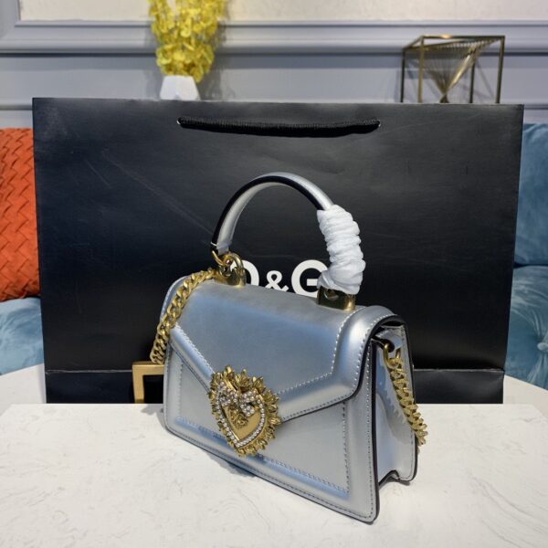 Dolce & Gabbana Small Devotion Bag In Mordore Nappa Silver For Women 7.5in/19cm DG BB6711A101680998