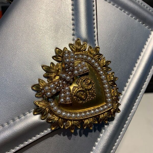 Dolce & Gabbana Small Devotion Bag In Mordore Nappa Silver For Women 7.5in/19cm DG BB6711A101680998