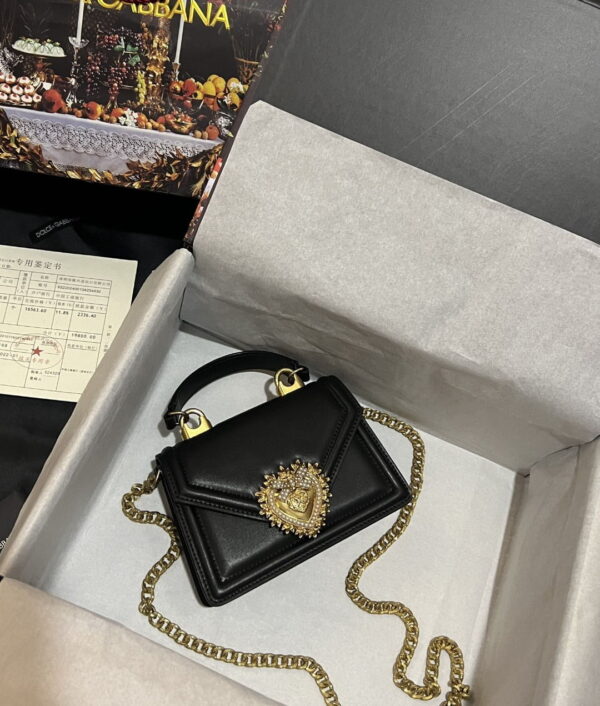 Dolce & Gabbana Small Devotion Bag In Plain Black For Women 7.5in/19cm DG BB6711AV89380999